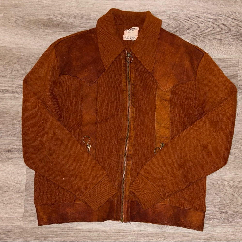 Vintage Orange Zip-Up Sweater